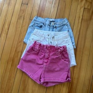 Zara Kids Denim Shorts Trio - Pink, White, Blue